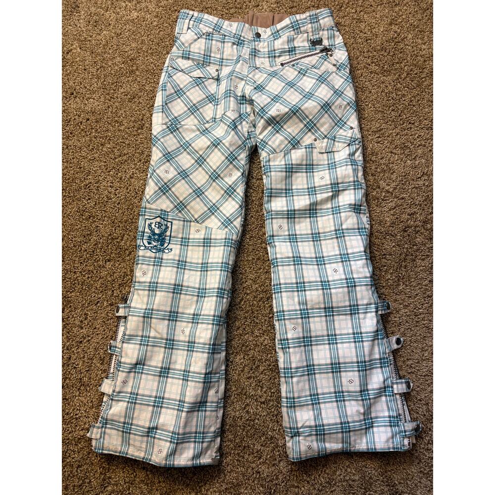 Betty Rides All Mountain Plaid Snowboard Ski Pants Womens Size Medium